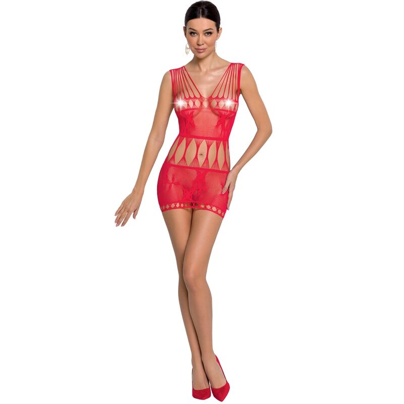 PASSION WOMAN BS090 minivestido rojo de rejilla