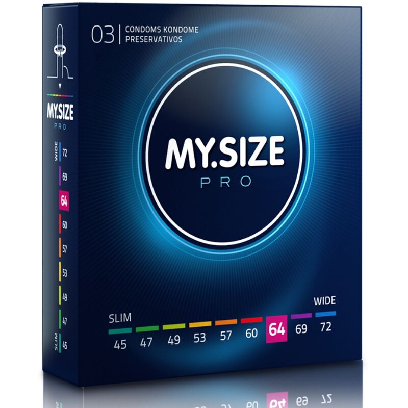 Preservativos grandes MY.SIZE PRO, 64 mm, 3 unidades