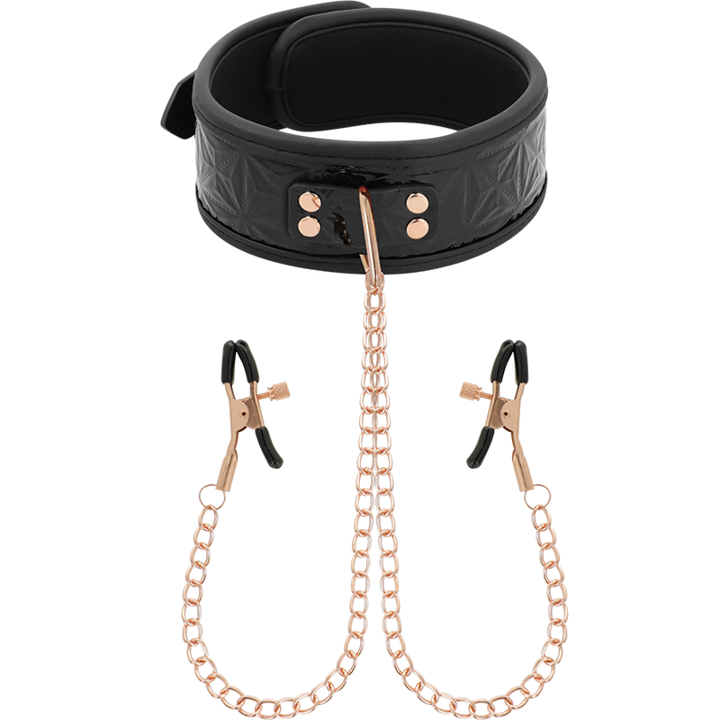 Collar BDSM BEGME Black Edition con pinzas para pezones