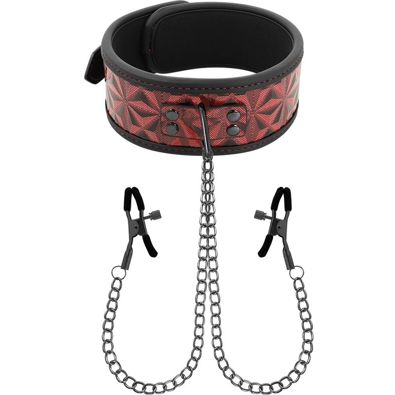 Collar BDSM BEGME Red Edition con pinzas para pezones