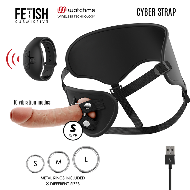 Set de arnés con dildo Fetish Submissive Cyberstrap y reloj WATCHME