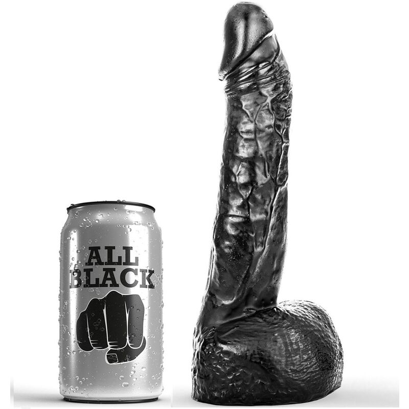 Dildo ALL BLACK de forma realista, 20 cm
