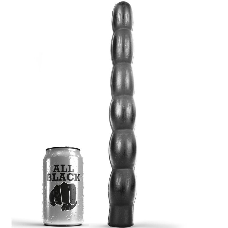 ALL BLACK consolador anal estriado de 32 cm