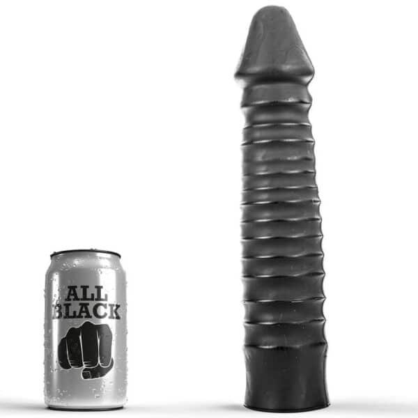 Consolador ALL BLACK con relieve, 26 cm