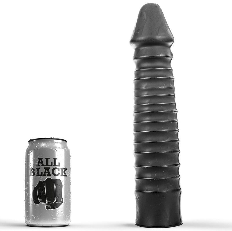 Consolador ALL BLACK con relieve, 26 cm