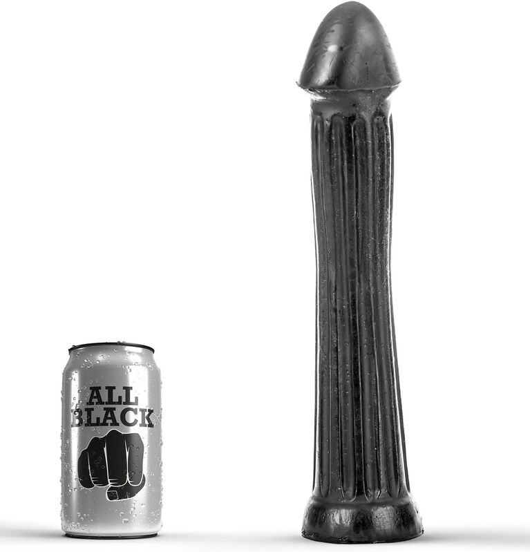 ALL BLACK Plug anal con surcos profundos, 31 cm