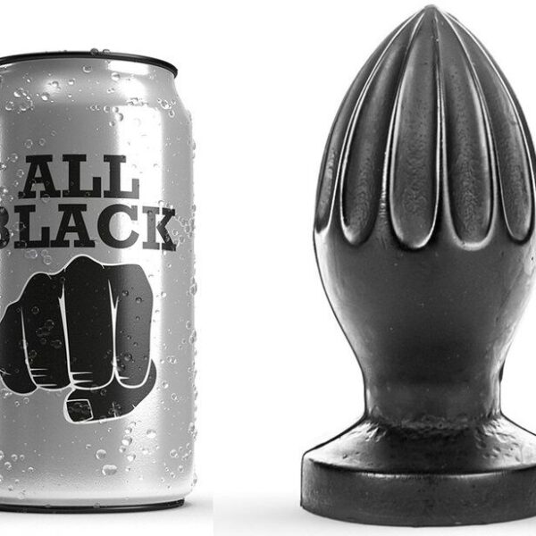 Tapón anal ALL BLACK con ranuras profundas, 12 cm