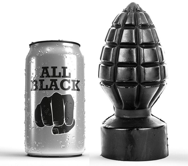 Plug anal ALL BLACK con forma de granada, 14 cm