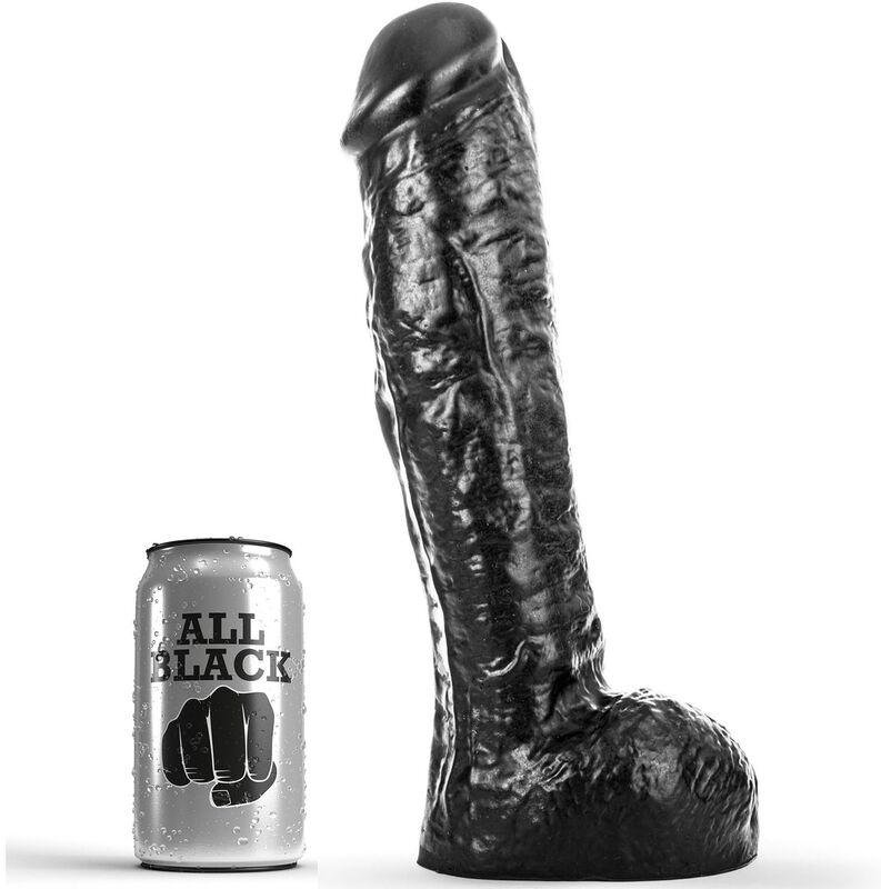 Dildo realista de 29 cm con eje grueso y venas, hipoalergénico ALL BLACK