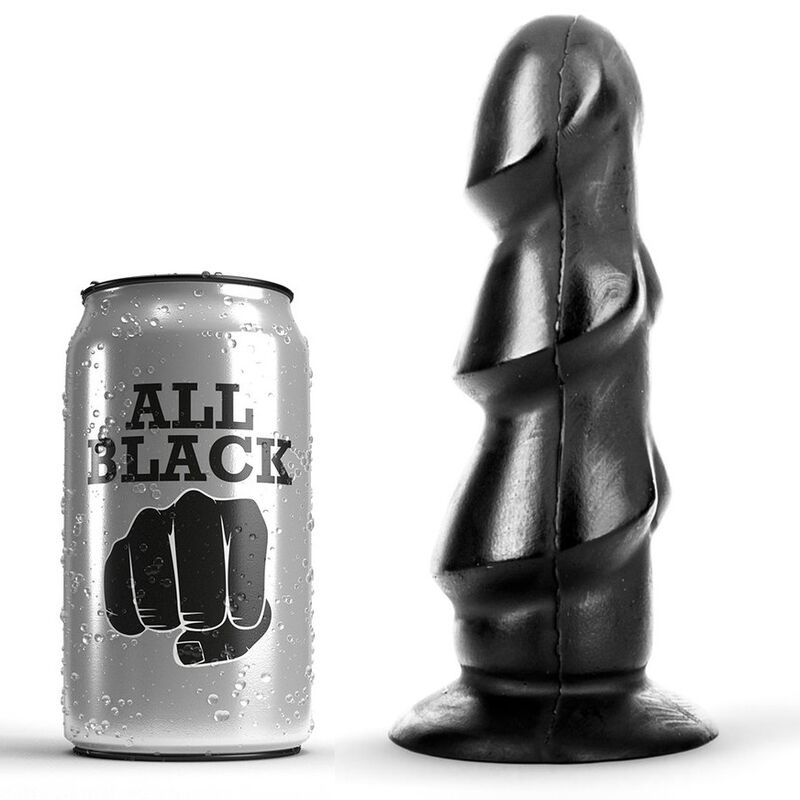 Dildo ALL BLACK con tres ensanchamientos, 17 cm