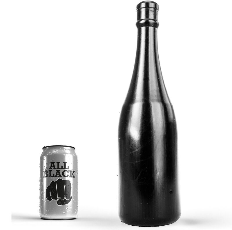 Tapón anal ALL BLACK con forma de botella de champán, 34,5 cm