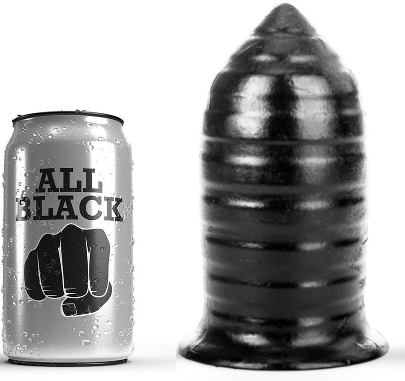 Plug anal ALL BLACK con estructura acanalada, 16 cm