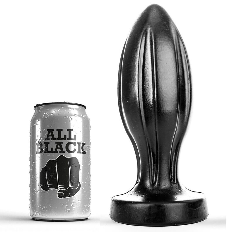 Plug anal ALL BLACK con estrías, 21 cm