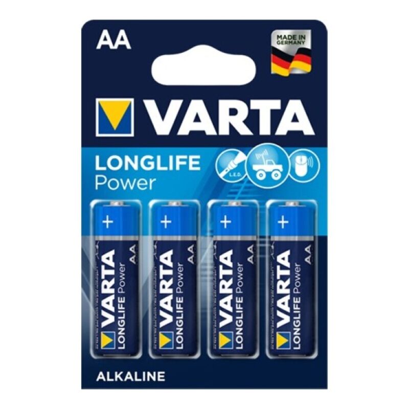 Pilas alcalinas AA LR6 de 1,5 V, larga duración, paquete de 4 para dispositivos de uso diario Varta
