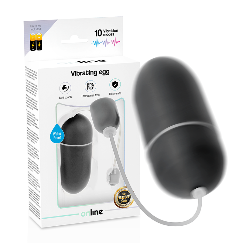 Huevo vibrador ONLINE de silicona, negro