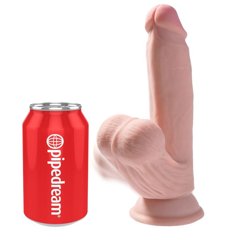 Dildo KING COCK Plus con testículos móviles y ventosa, 15,2 cm