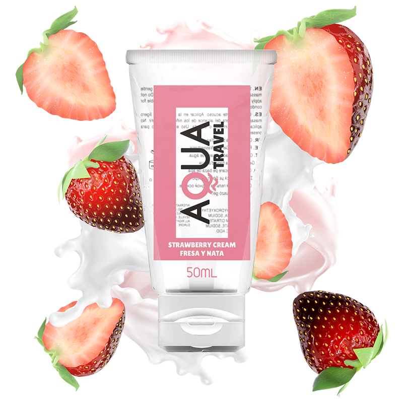 Lubricante AQUA TRAVEL con sabor a crema de fresa, 50 ml