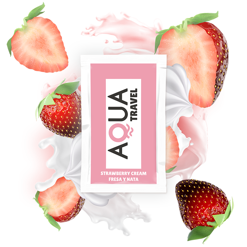 Lubricante AQUA TRAVEL con sabor a fresa y nata, 6 ml