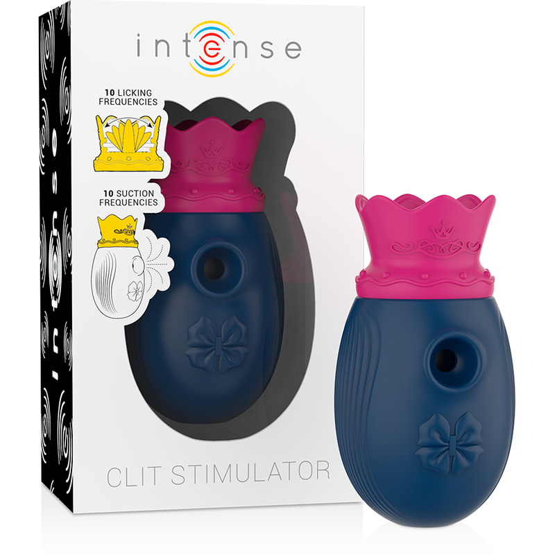 Estimulador de ondas de presión INTENSE con succión y lamido, azul