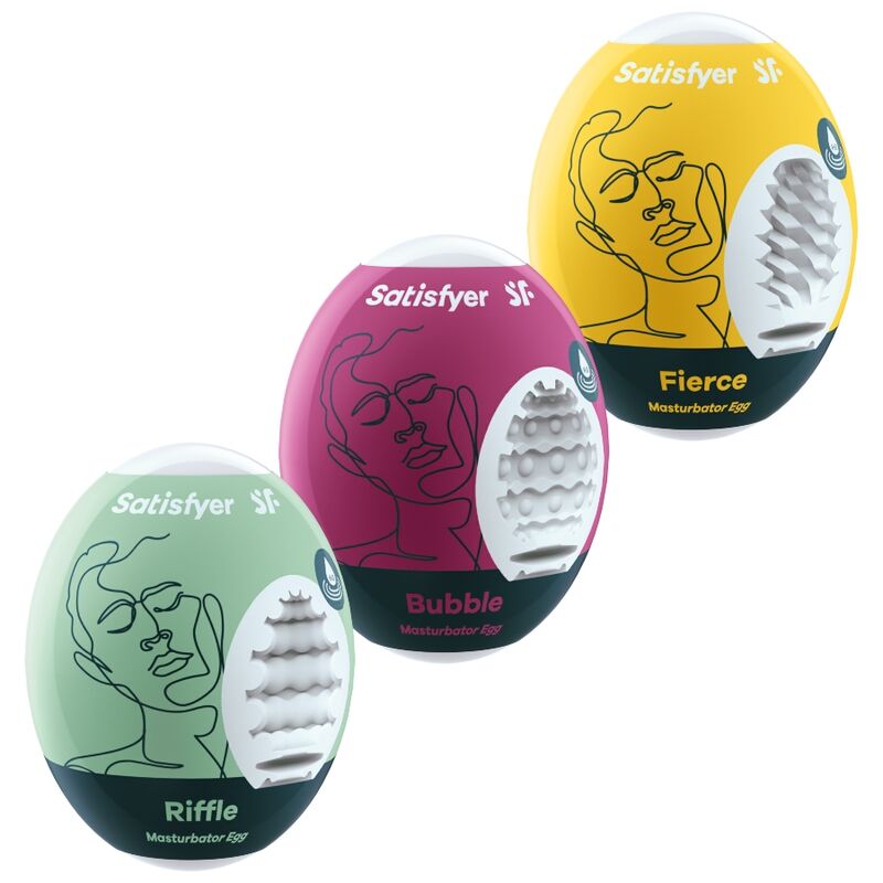 Satisfyer Eggs Riffle, Bubble & Fierce, set de 3 huevos masturbadores