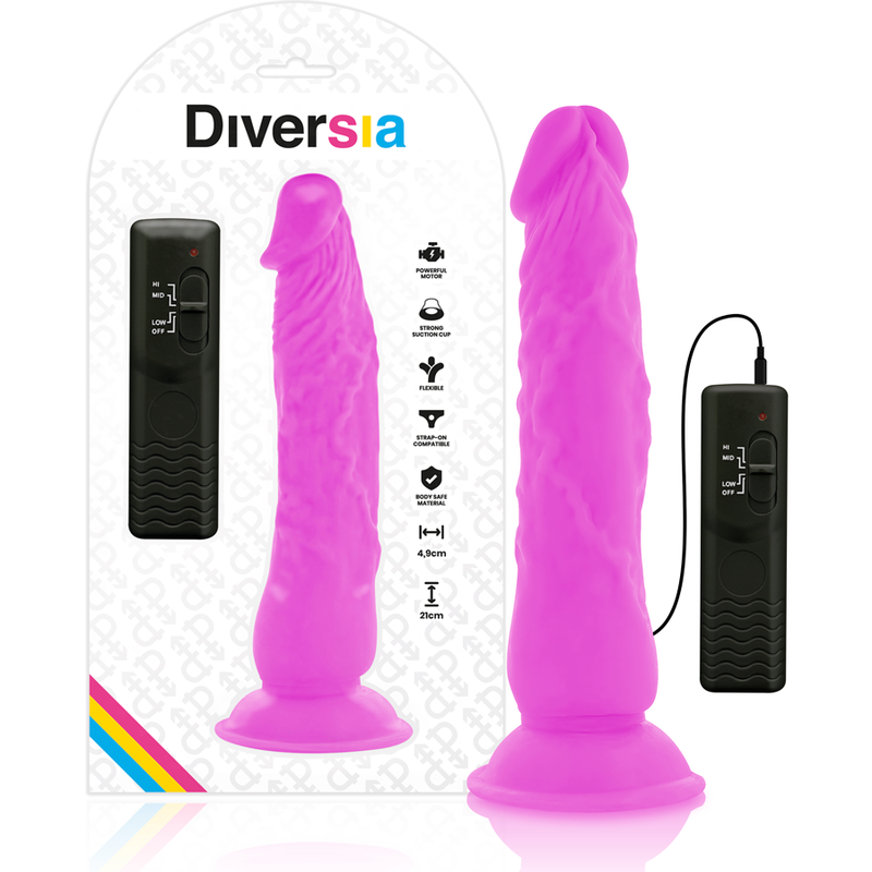 Vibrador DIVERSIA con eje flexible, 21 cm, morado