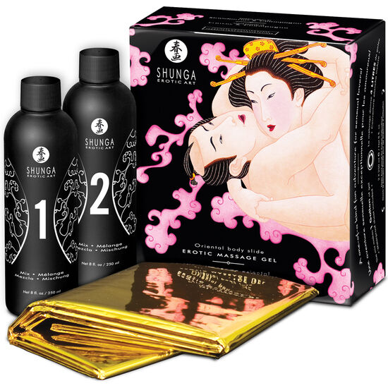 Set de masaje Shunga con aroma a fresa y champán