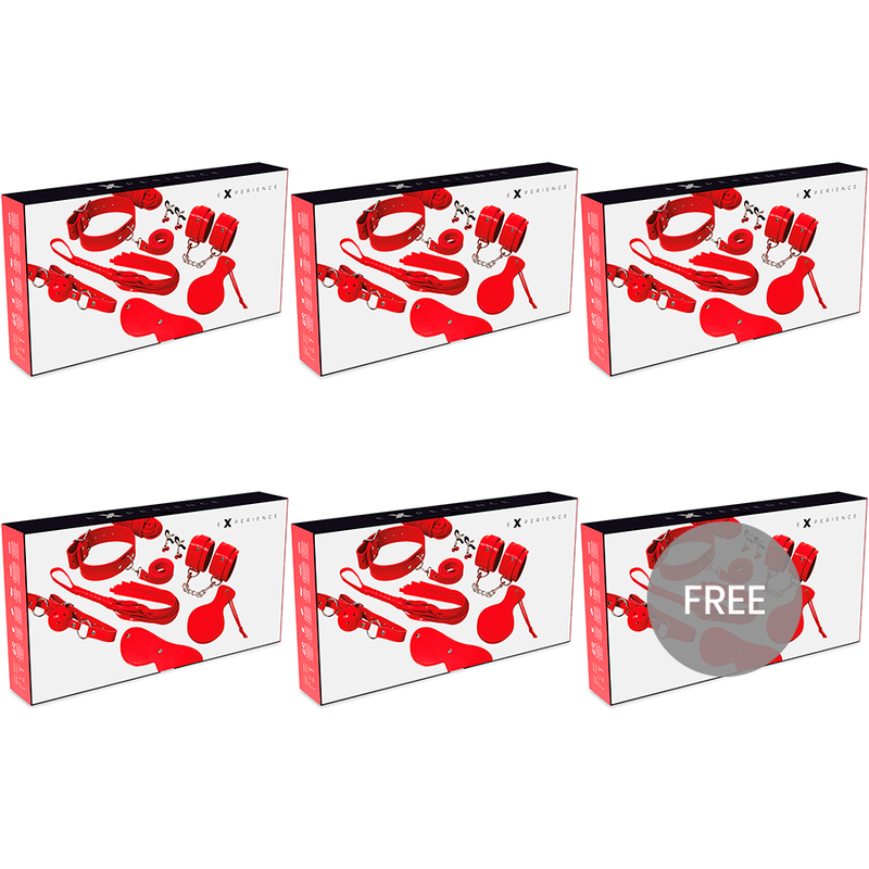 Kit completo de bondage de cuero sintético rojo, 8 piezas, para principiantes | EXPERIENCE