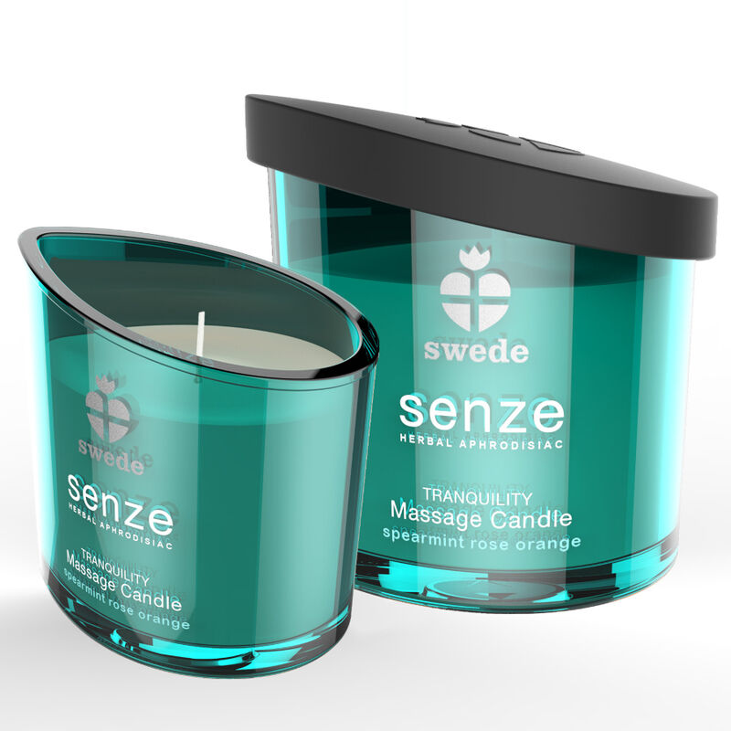 Vela de masaje SWEDE Senze Tranquility con menta, rosa y naranja