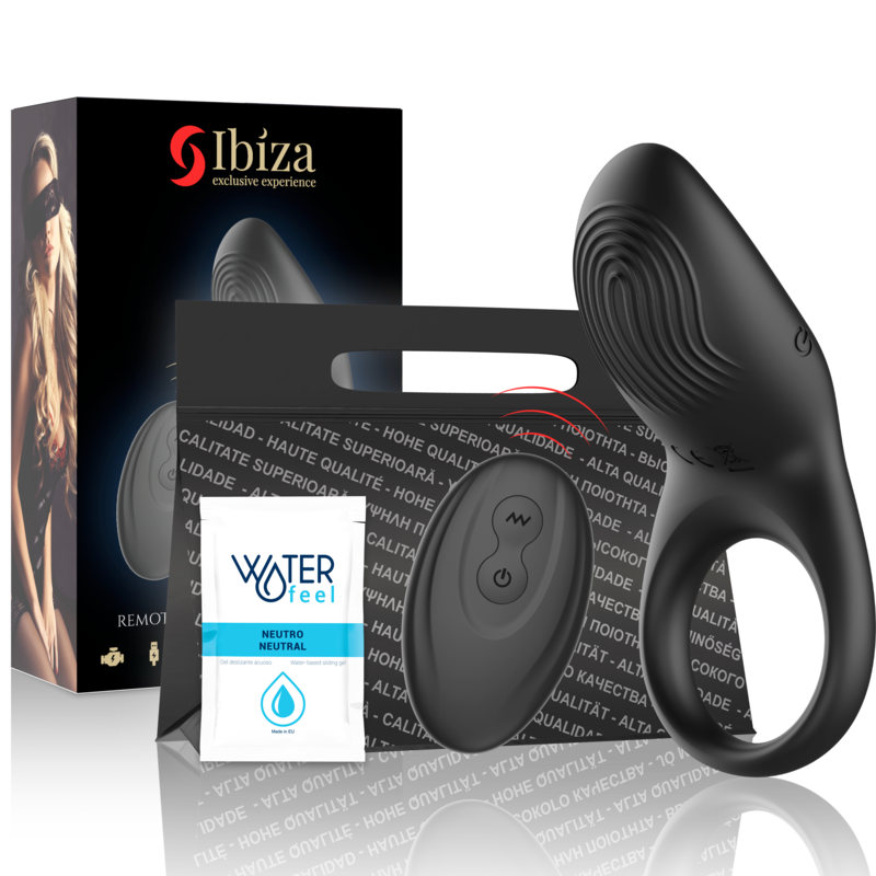Anillo vibrador con mando a distancia y estimulación del clítoris, USB y resistente al agua IBIZA TECHNOLOGY