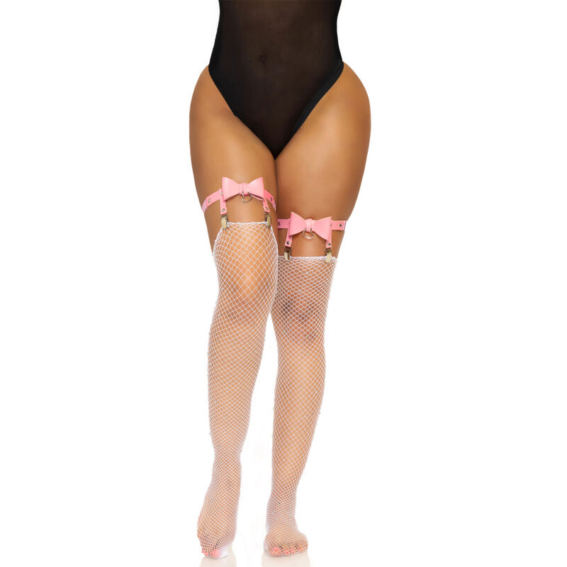 Liga de PU vegano ajustable con detalle de corazón rosa LEG AVENUE