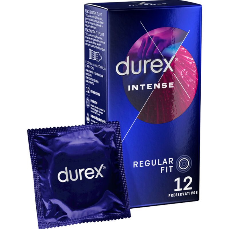 Preservativos Durex Intense Orgasmic con estrías y puntos, 12 unidades