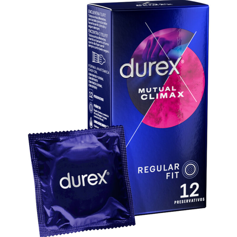 Preservativos Durex Climax Mutuo con estrías y puntos, 12 unidades