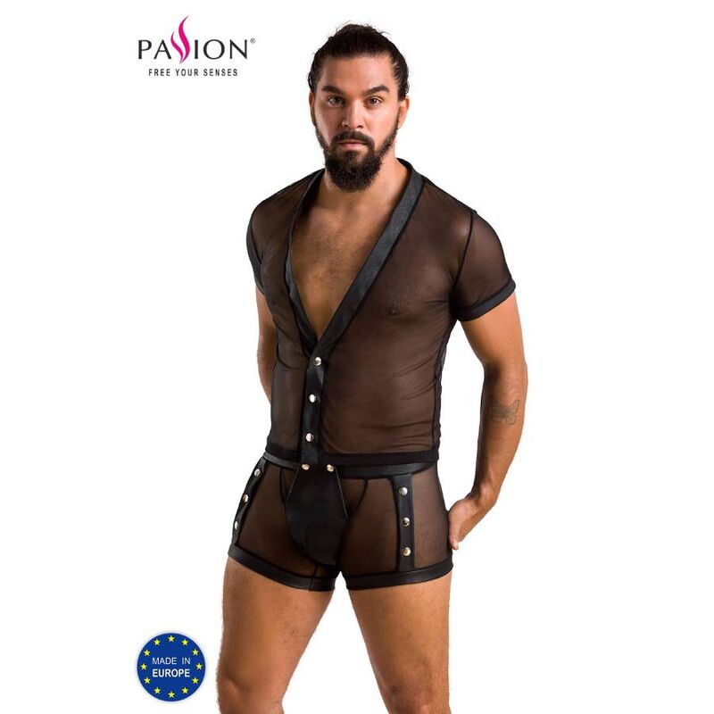 PASSION MEN Michael conjunto de lencería masculina, negro, L/XL