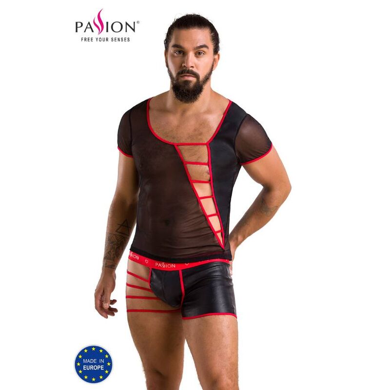 Conjunto de lencería masculina PASSION MEN 055, negro, L/XL