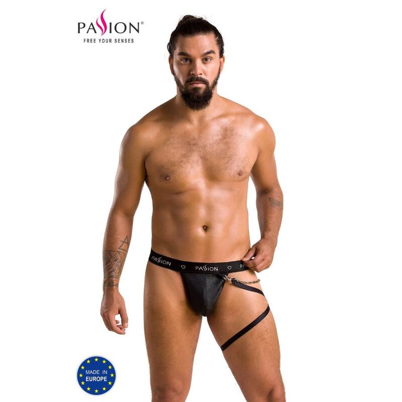 Tanga de hilo para hombre con efecto wet look y corte atrevido para un aspecto sensual PASSION
