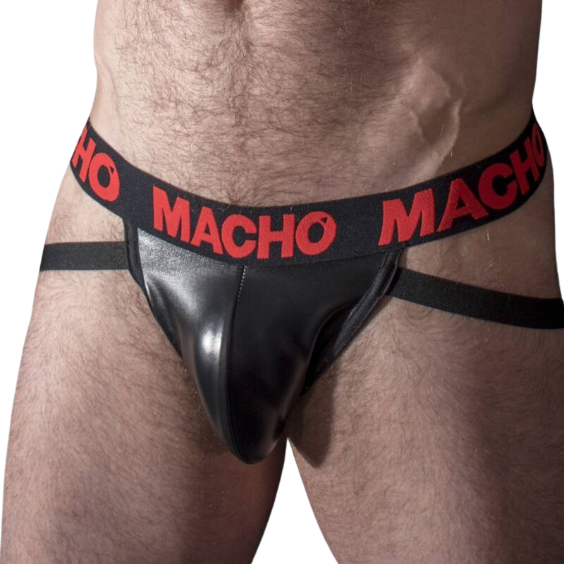 Jockstrap MACHO MX25RC de piel sintética roja