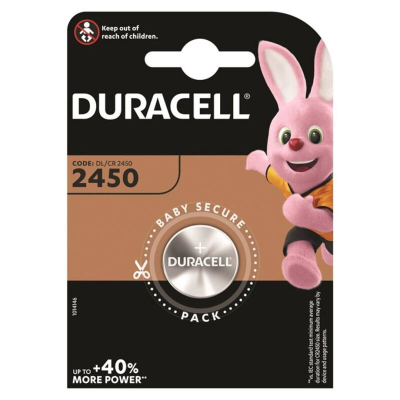 Pila de botón de litio CR2450 de 3 V, alta capacidad y larga duración para dispositivos DURACELL