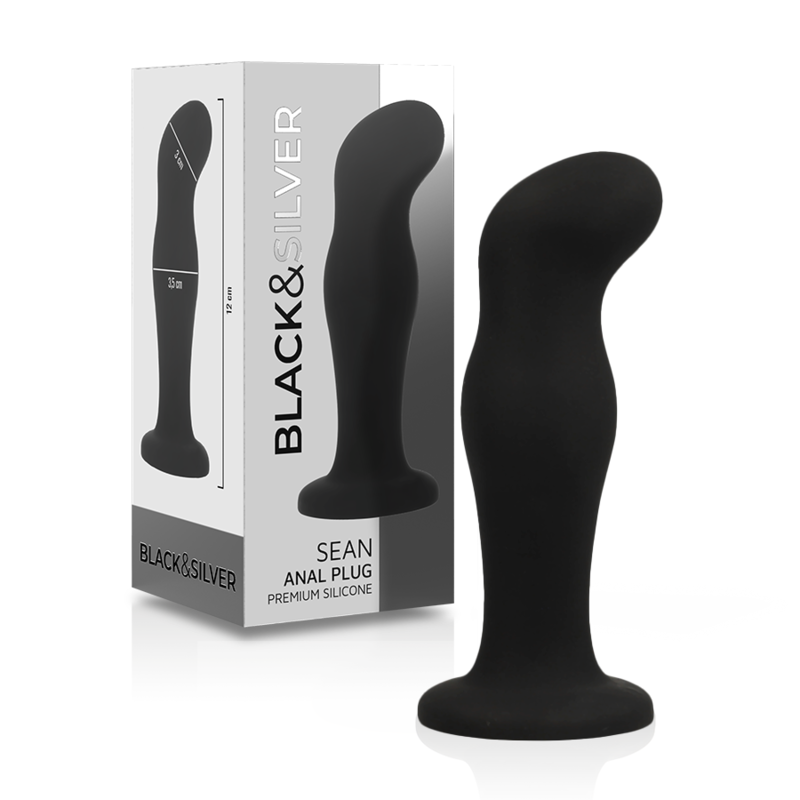 Plug anal de silicona médica con textura de bolas para un masaje prostático intenso BLACKSILVER
