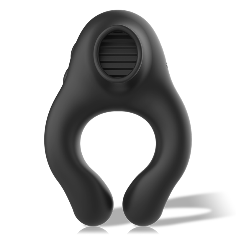 Anillo vibrador para el pene con efecto lamido para disfrutar en pareja BLACKSILVER