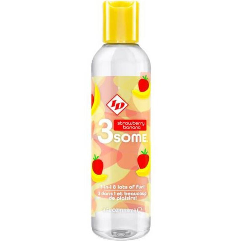 Lubricante ID 3SOME con sabor a fresa y plátano, 4 fl oz
