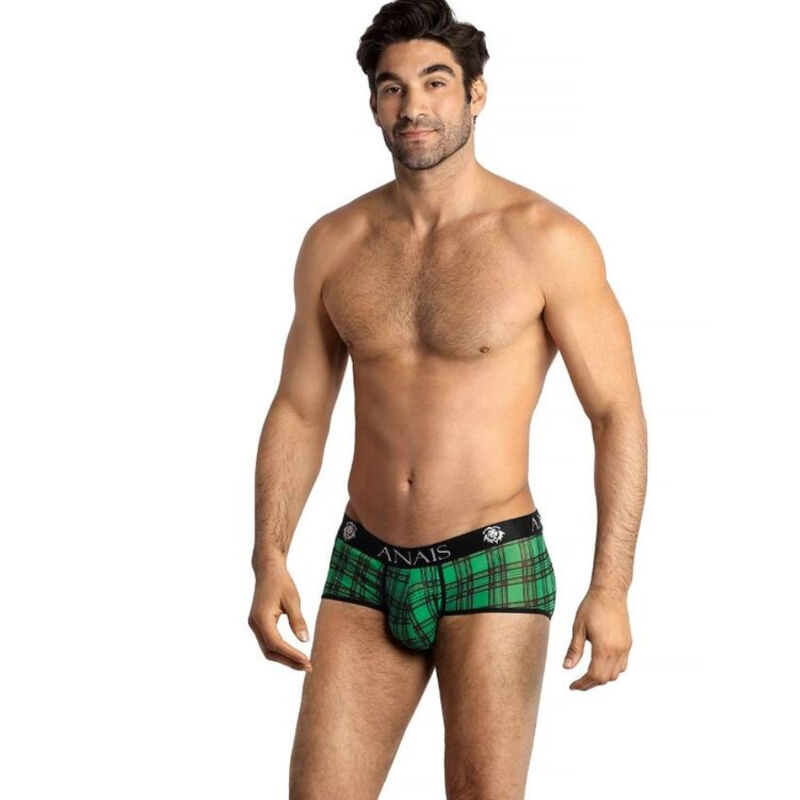Slip de hombre de cuadros verdes y negros con cintura elástica de Lycra ANAIS