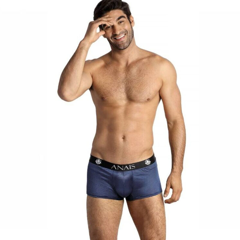 Boxer de tul con franjas de satén y corte deportivo, azul marino ANAIS