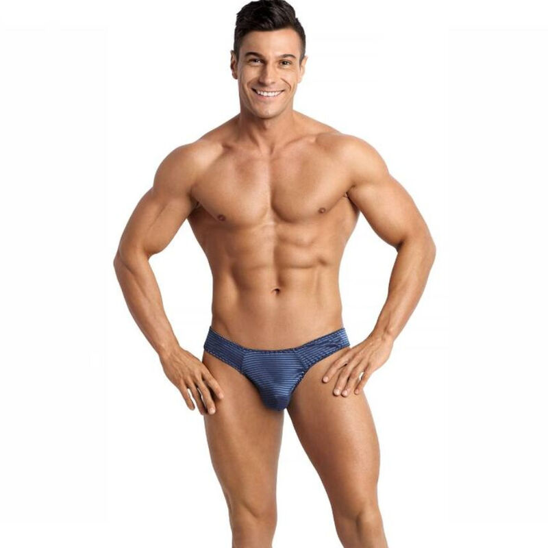Tanga para hombre de tul azul marino con fina cintura elástica, muy cómodo ANAIS
