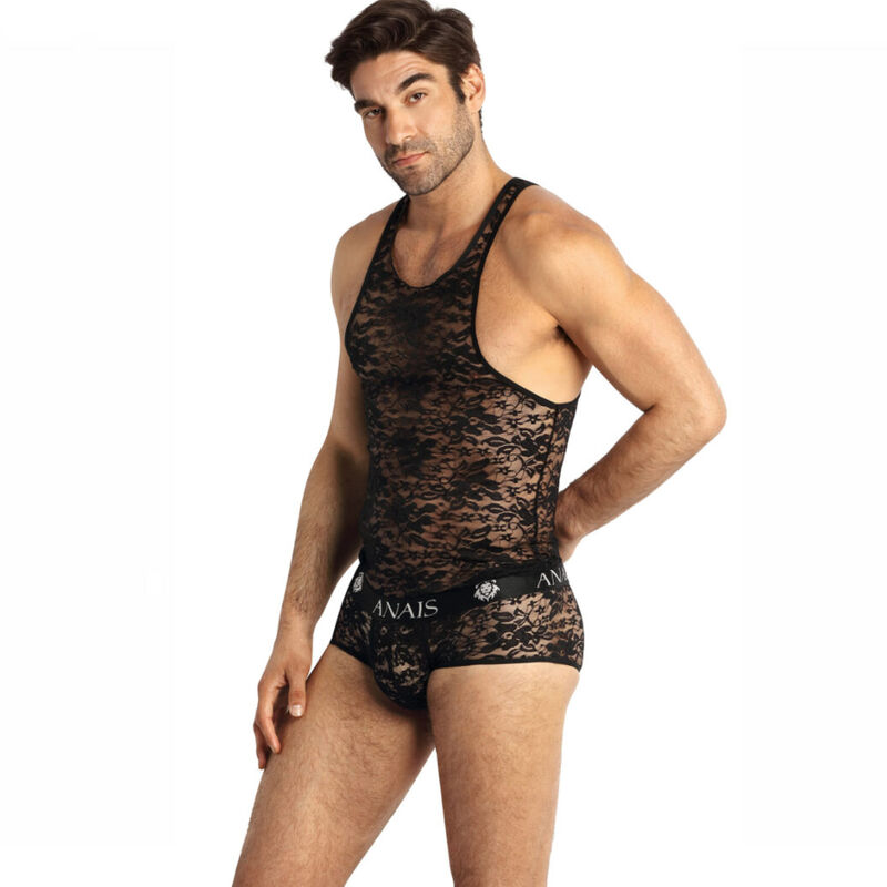 Top de encaje para hombre con estampado floral, ajustado, XL ANAIS