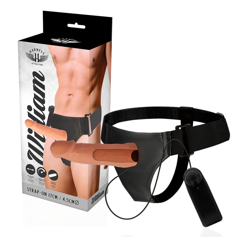 Vibrador Harness Attraction Willian con extensión hueca y arnés ajustable