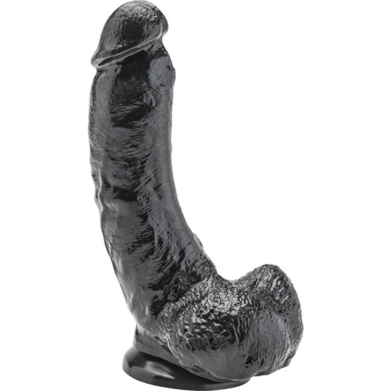 Consolador GET REAL con testículos, 20,5 cm, negro