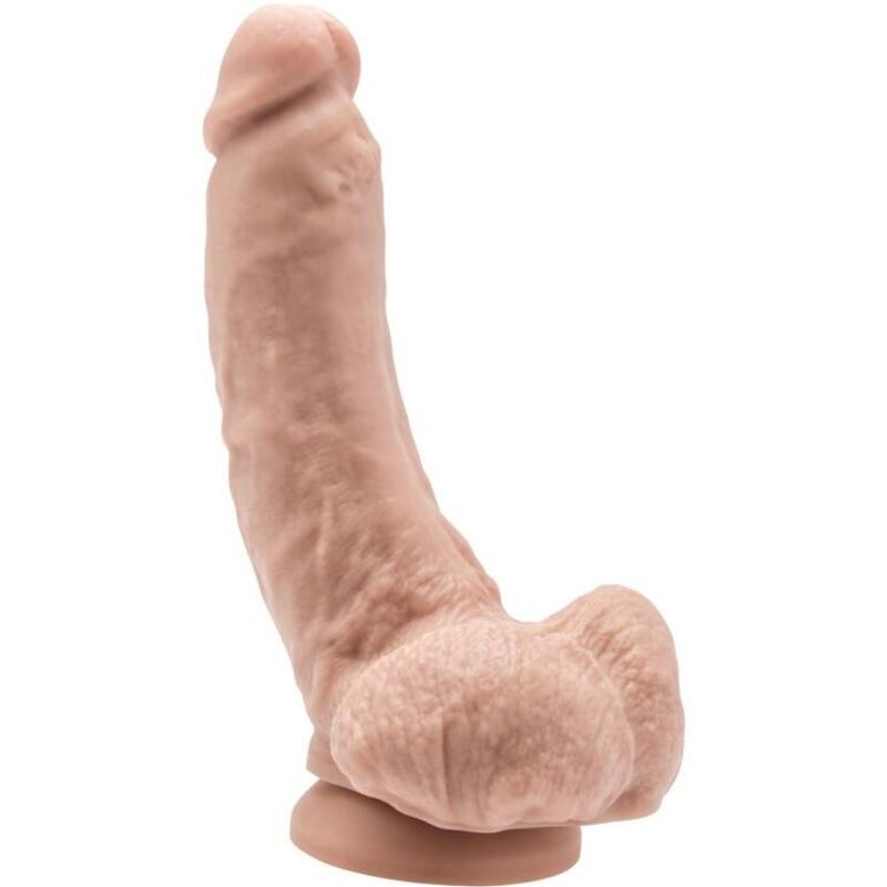 Consolador GET REAL con testículos, color piel, 20,5 cm