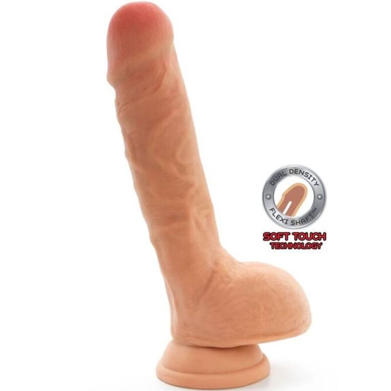 GET REAL dildo de doble densidad con testículos, 18 cm