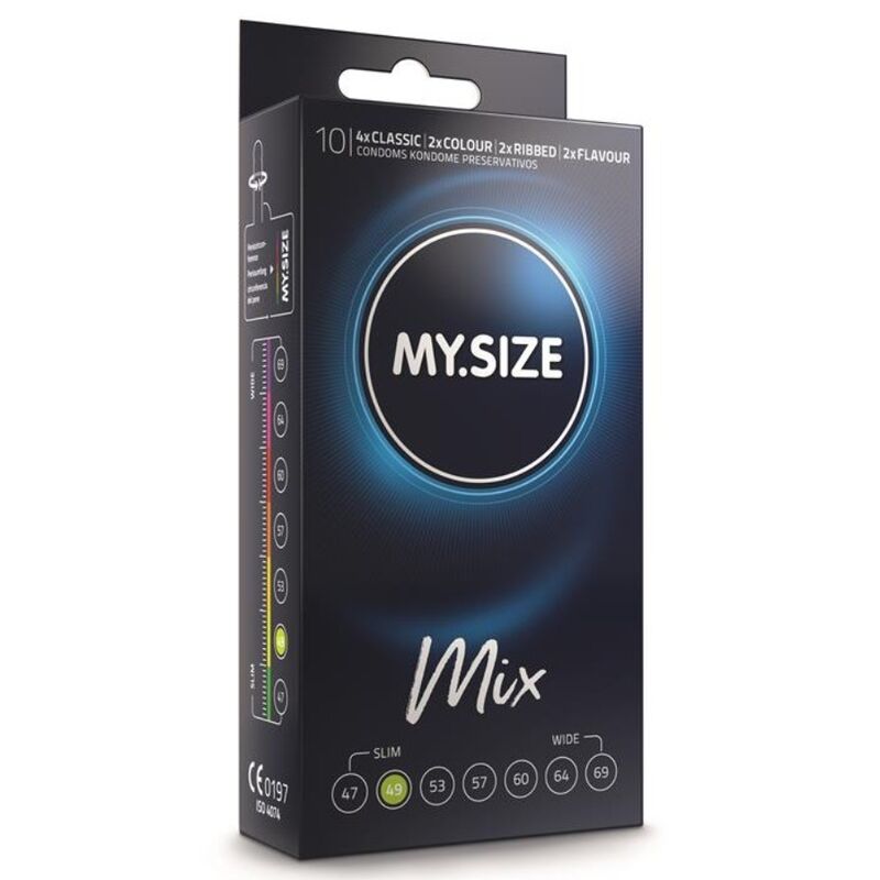 Preservativos MY.SIZE Mix de 49 mm, 10 unidades