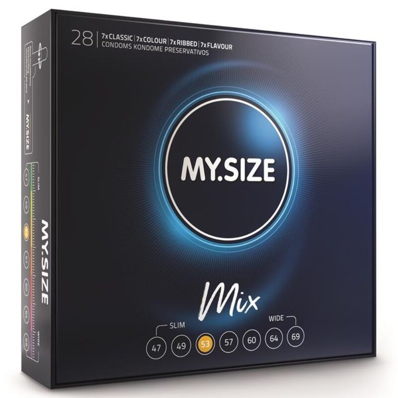 MY SIZE Mix preservativos estándar de 53 mm, 28 unidades